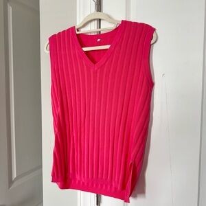 Women's Pink Sleeveless Ribbed Matching Set